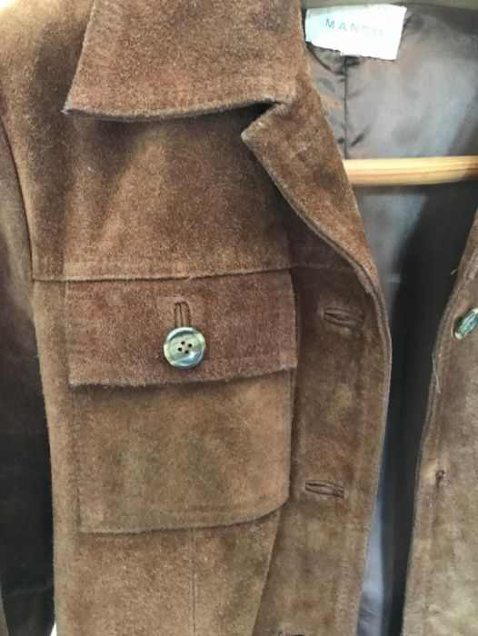 MANGO Casaco de Cabedal (pele) cor de mel tam M