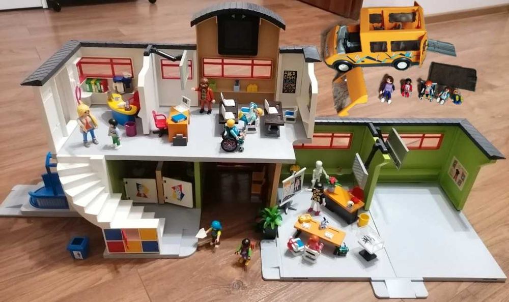 Duży zestaw szkoła i autobus Playmobil