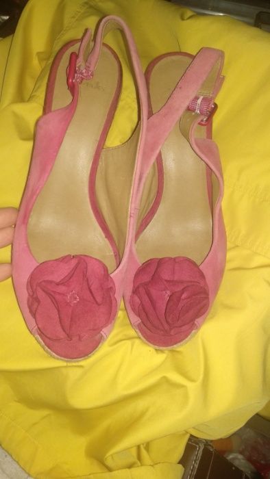 босоножки розовые натуральная кожа clarks 40р 26см-стелька платформа