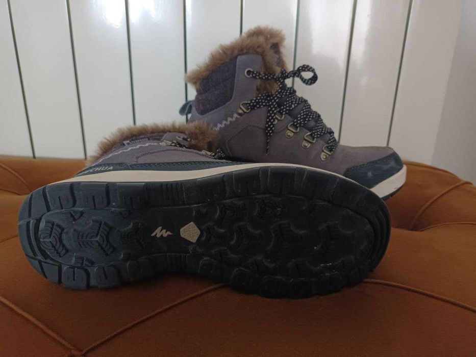 Botas de caminhada na neve quentes e impermeáveis em couro  Quechua