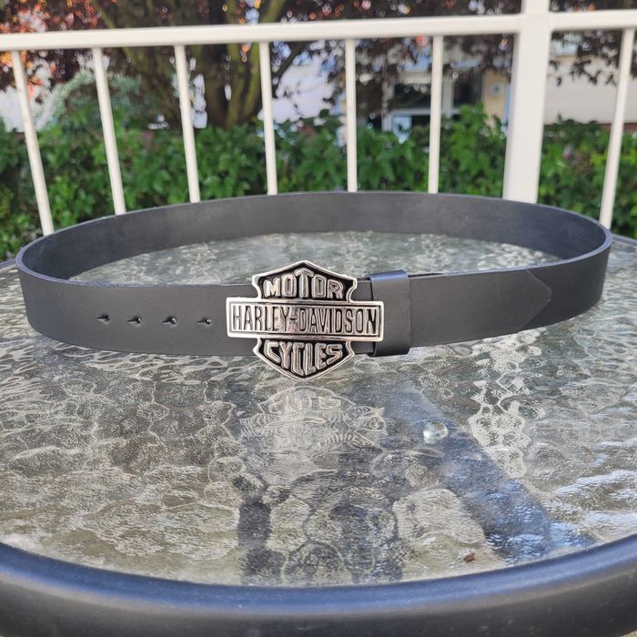 Czarny męski skórzany pasek Harley Davidson 130 cm