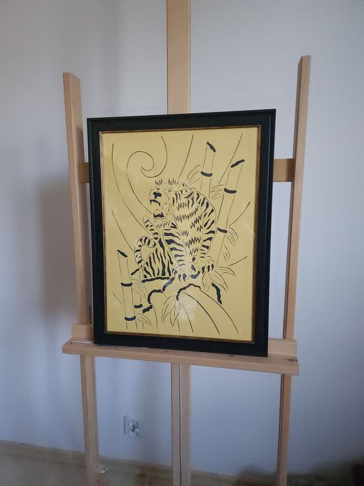 Obraz ręcznie wycinany japoński tygrys dekoracja kirie