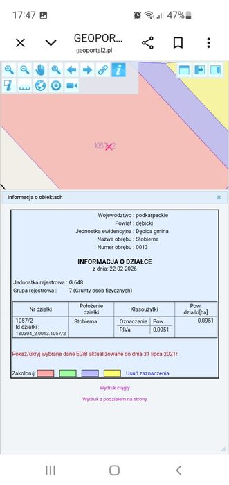 Działka  Stobierna gm. Dębica