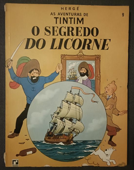 5 livros BD de Hergé: As Aventuras de Tintim (n°s 7, 9, 18, 20 e 21)