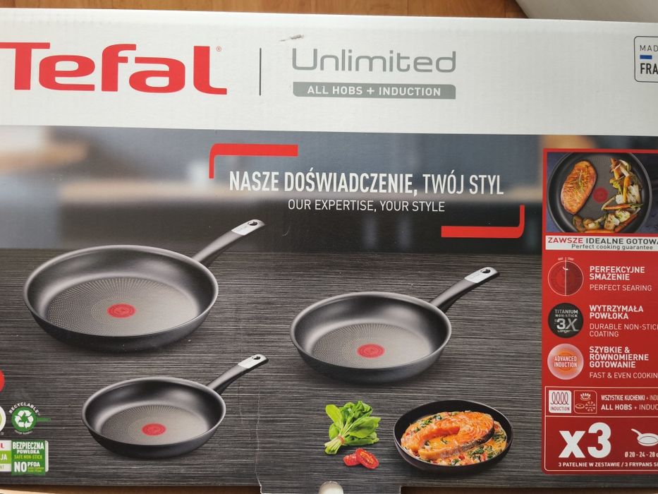 Zestaw 3 patelni tefal