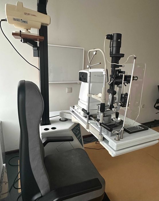 Aparelhos oftalmologia, unidade refração, refratômetro, lâmpada fenda