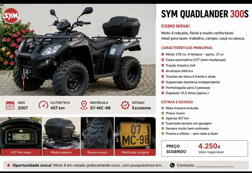 Moto 4 SYM Quadlander 300S