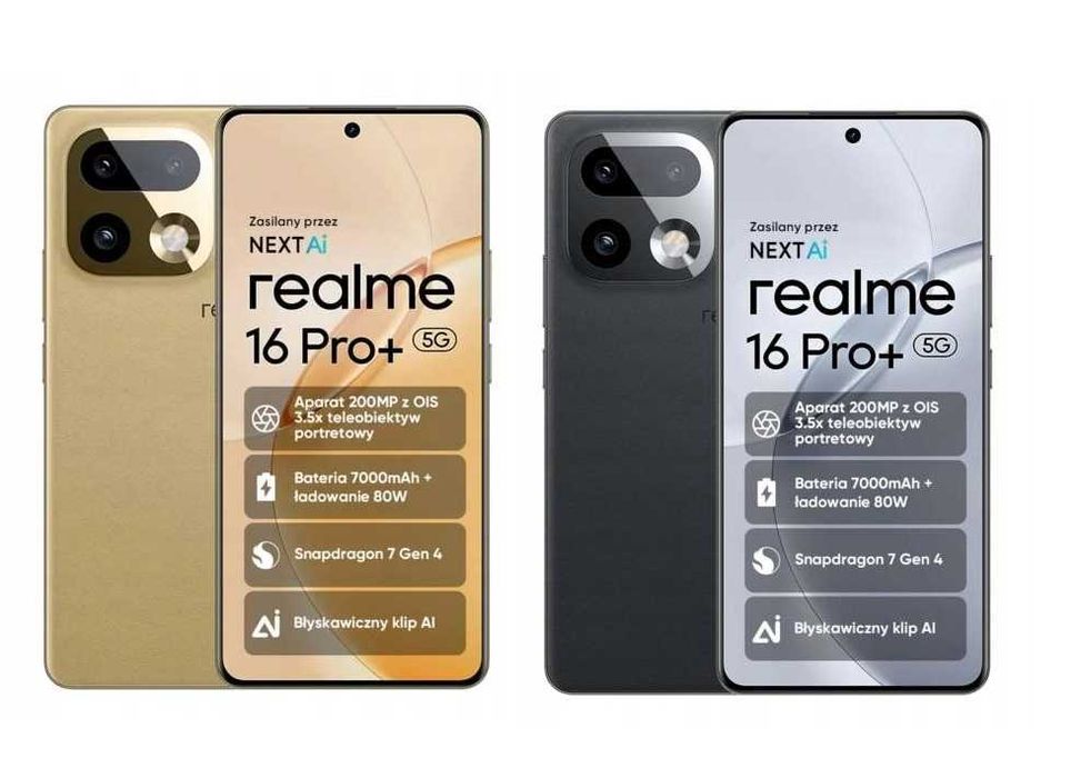 Smartfon Realme 16 Pro + 12GB 512GB Kolory Szary i Złoty Sklep Górna Wilda 72