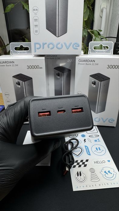 Зовнішній акумулятор Proove Guardian 30000mAh 22.5W павербанк Power Bank LED Display швидка зарядка USB-C Metal Gray