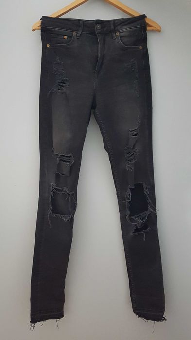 Czarne jeansy H&M z dziurami, Skinny High Waist, , roz. S,  Okazja!
