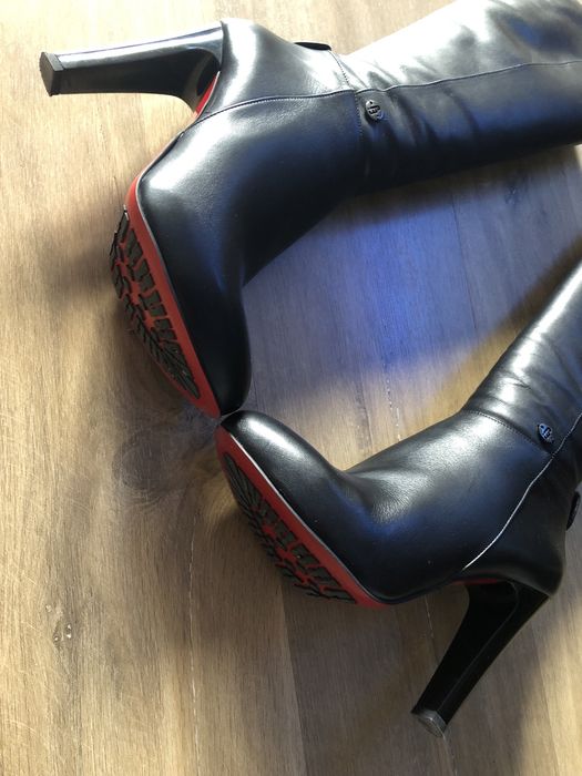 Buty Canhpol Bis skórzane kozaki obcas koturn