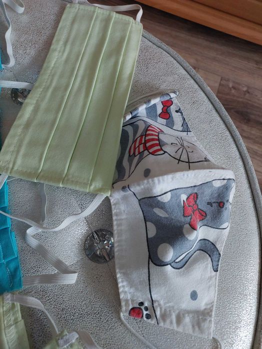 Maseczki szyte, materiałowe, nieużywane 7 sztuk