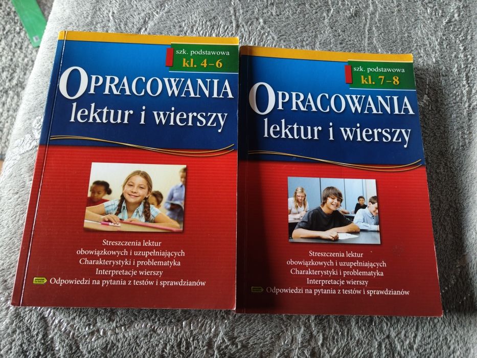 Opracowania lektur i wierszy kl. 4-6, kl. 7-8
