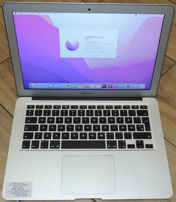 Macbook Air 13 i5 4GB 256GB gwarancja - Lapserwis Elbląg