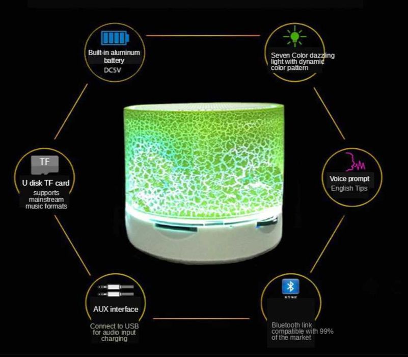Coluna portátil Bluetooth colorida