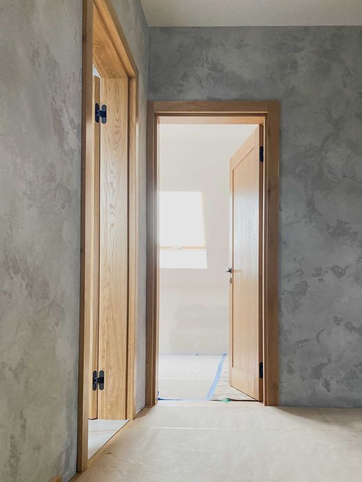 Drzwi drewniane bezprzylgowe dębowe pełne - transport + montaż b