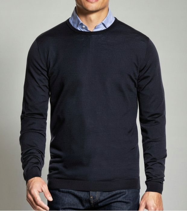 Joe Merino Granatowy Sweter Męski Z Wełny Merino Rozmiar Xl