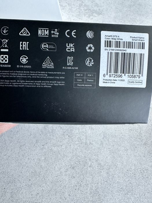Smartwatch Amazfit GTS 4 Biały