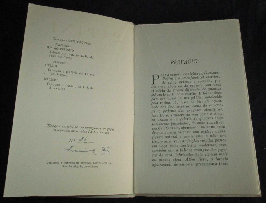 Livro Papini Cem Páginas Bertrand Tiragem Especial