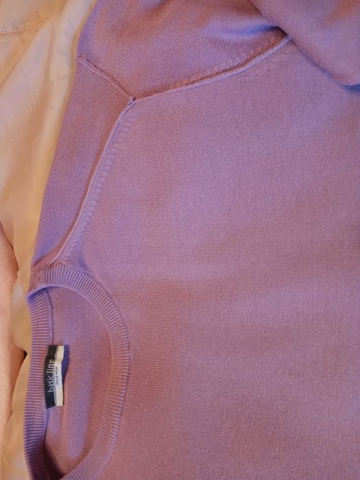 Sweter męski fioletowy duży XL ozdobne szwy na zewnątrz