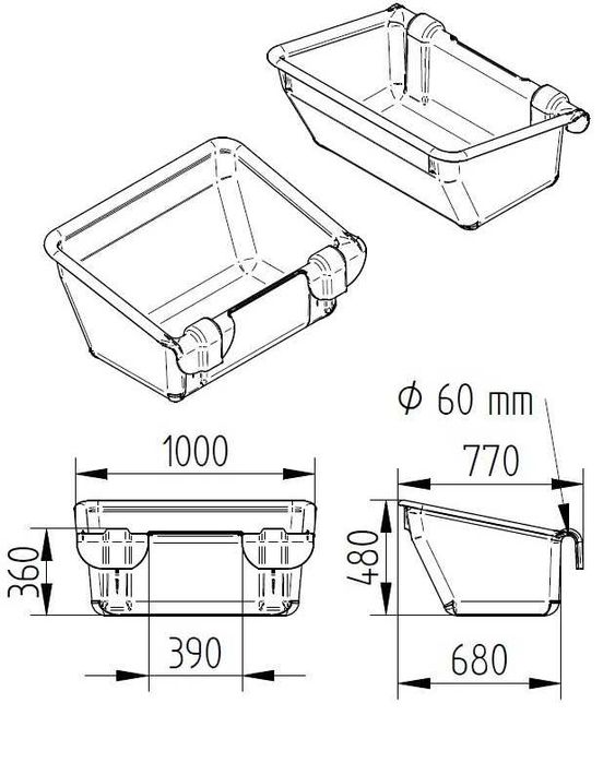 Koryto zawieszane 100 cm 180 l