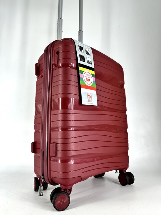 Nowa walizka mocna PP mała M kabinowa burgund bordowa