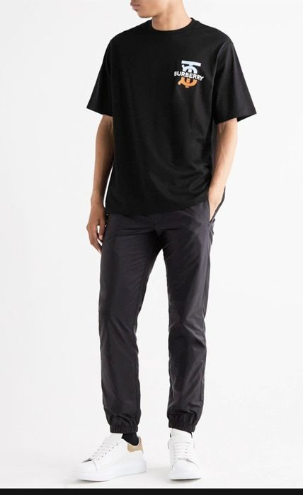 Футболка BURBERRY из хлопкового джерси с логотипом черная 48-50 (L)
