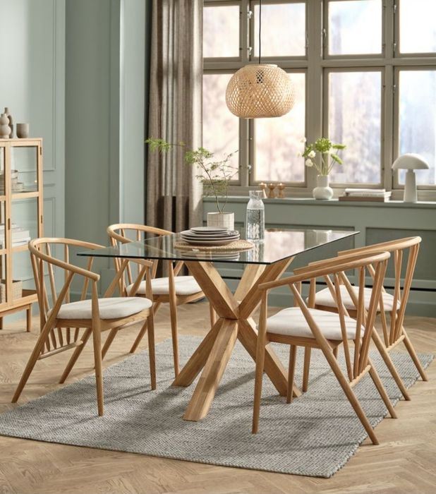 Stół Jysk AGERBY 160x90 szkło + dąb, stan idealny