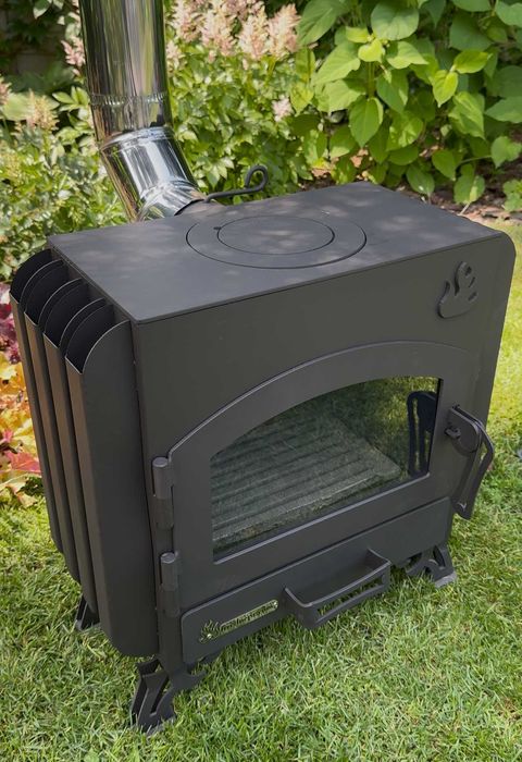 Піч буржуйка зі склом "Камін Батарея", тривалого горіння, метал 4мм