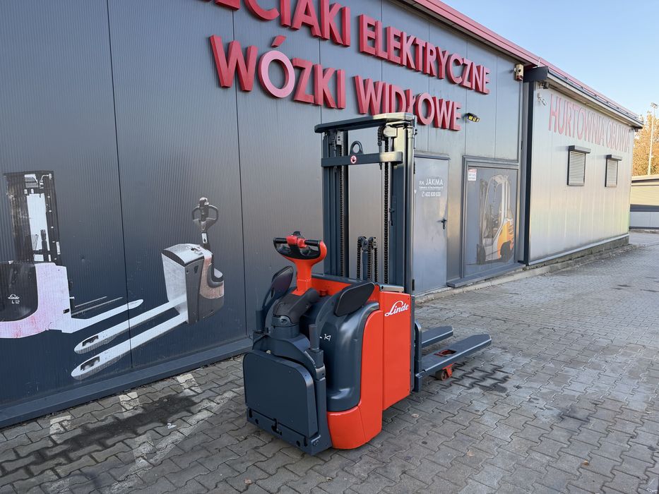 Paleciak elektryczny Linde widły 150 cm 430 cm 1400 kg wózek Linde