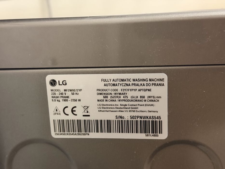Pralka LG Vivace MF2W9S72YP 9 kg Slim 47,5 cm WiFi – gwarancja