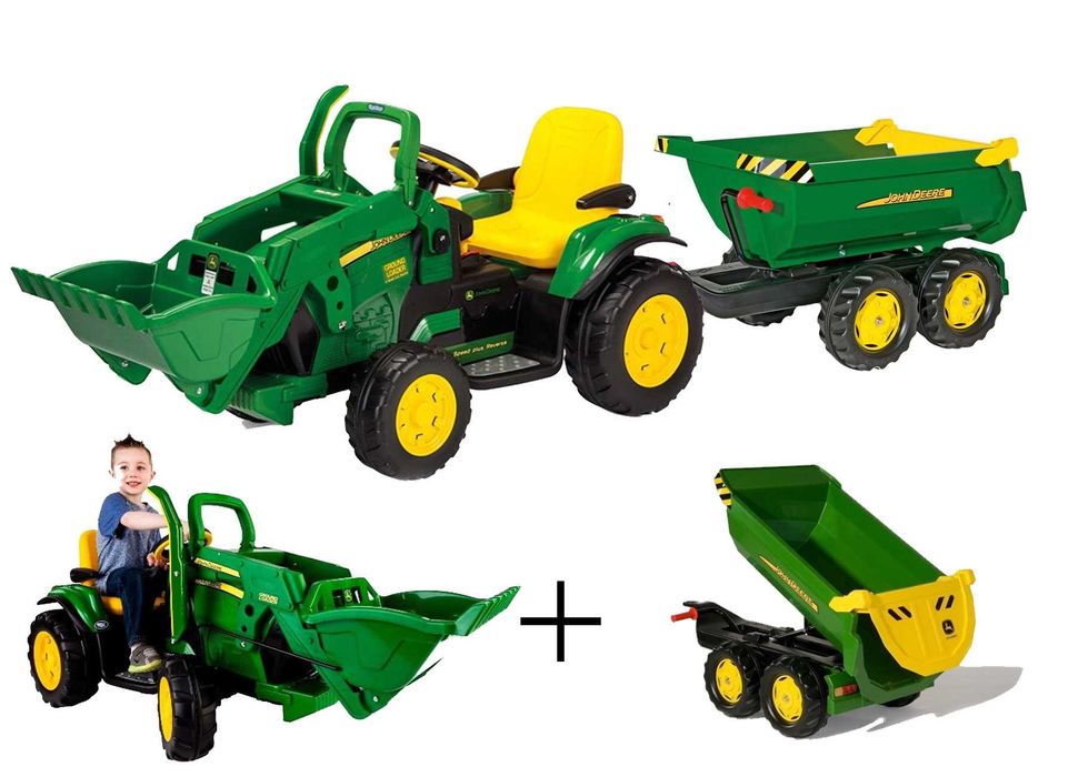 MEGA ZESTAW John Deere koparka z przyczepką tandem dwuosiowa