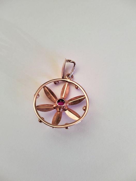 Подвеска, кулон СССР золото 583 пробы с рубином