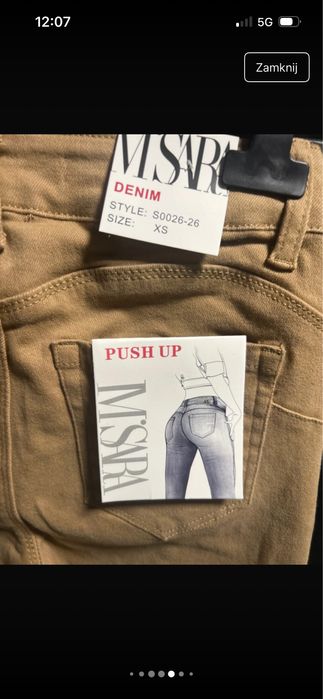 Nowe camel jeansy m sara  push up