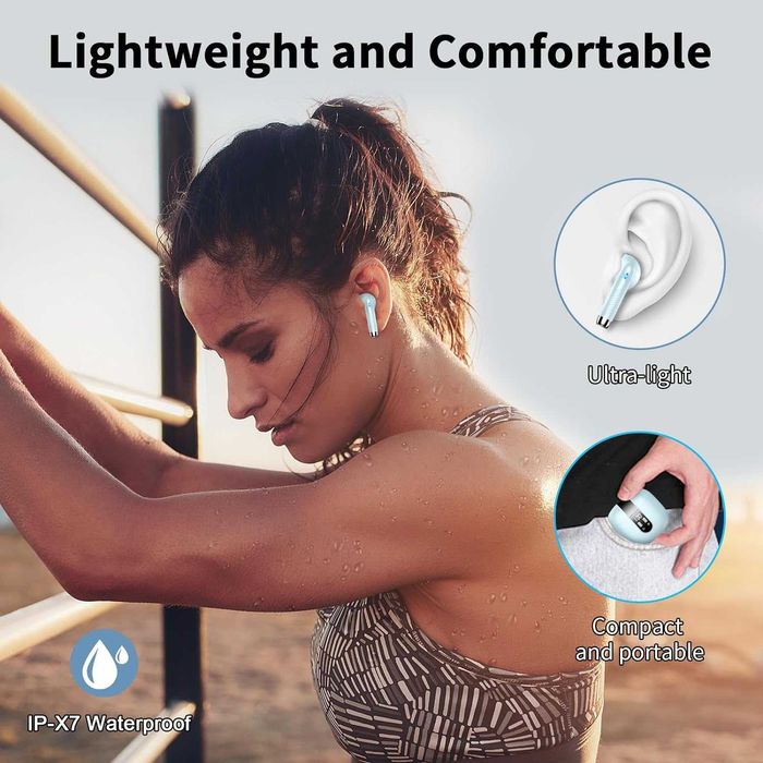 DRSAEC J55 słuchawki bezprzewodowe Bluetooth 5.3 IPX7 56h niebieskie