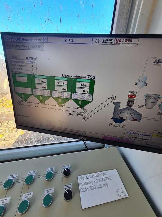 Mobilny węzeł betoniarski 0,5 m3 | POWERTEC | gotowy do pracy