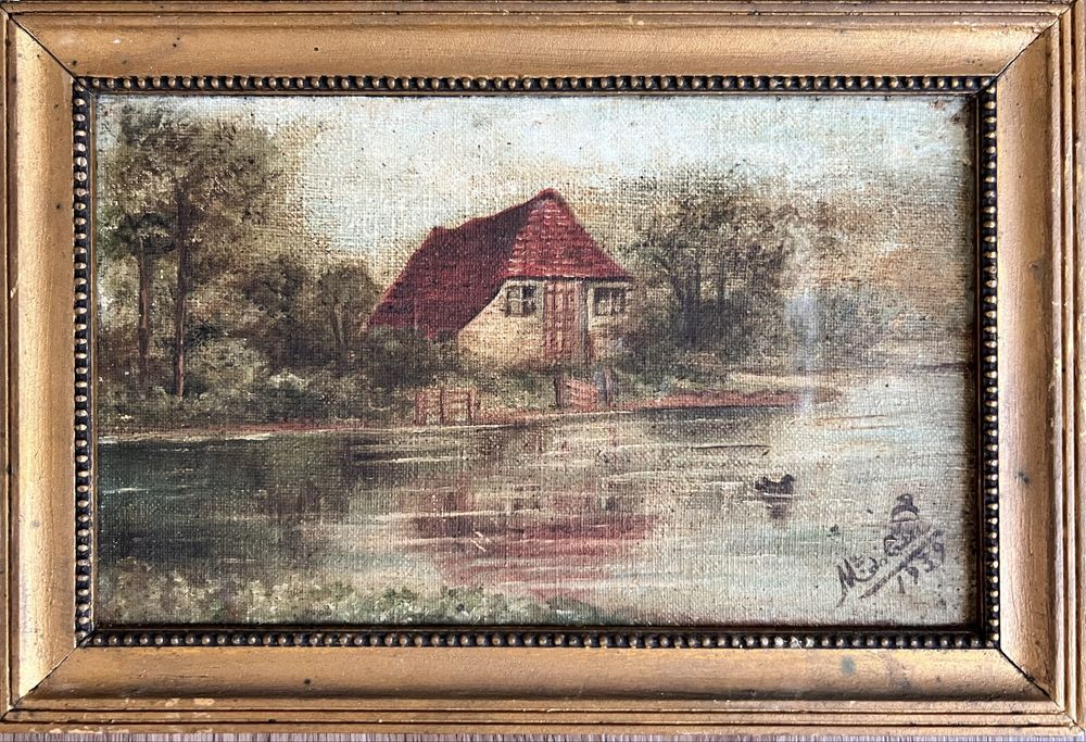 Quadro-pintura  1939 oléo sobre tela.Assinado por Maria do Céu.