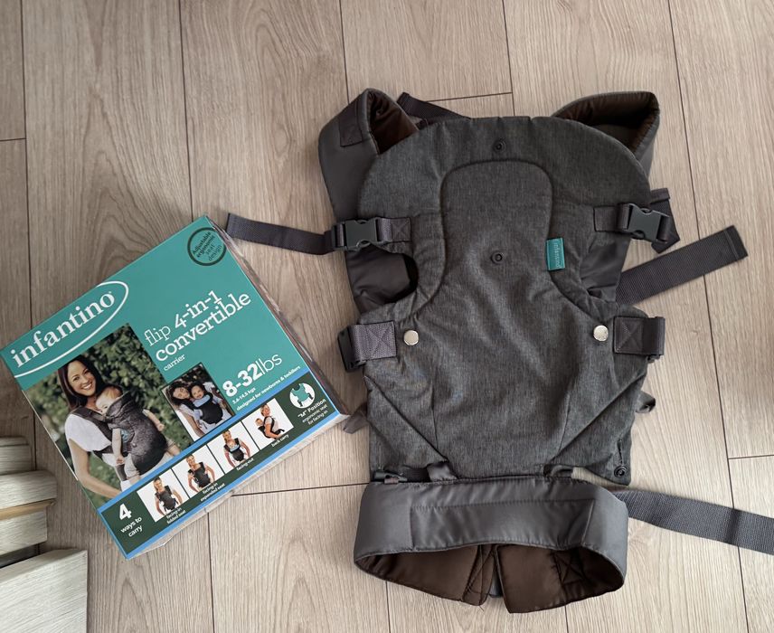 Ергорюкзак-переноска Infantino Flip 4 в 1 сірий