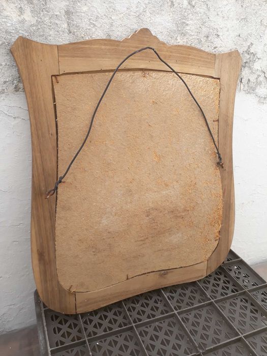 Espelho antigo com moldura em madeira 60x50cm Anos 70