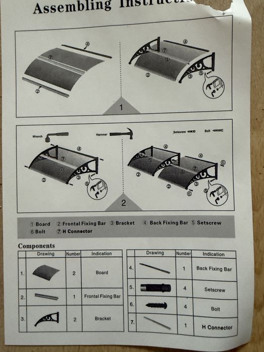 Daszek nad drzwi zadaszenie 100x60 poliwęglan