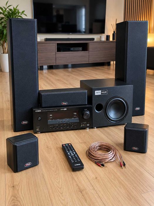 Yamaha RX-V463 + Prism Onyx 200 5.1 + Jamo Sub 200 | Kompletne kino domowe | Mocny bas | Pilot | Gotowe do podłączenia