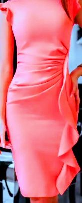 Piękna koralowa sukienka Kartes M/L