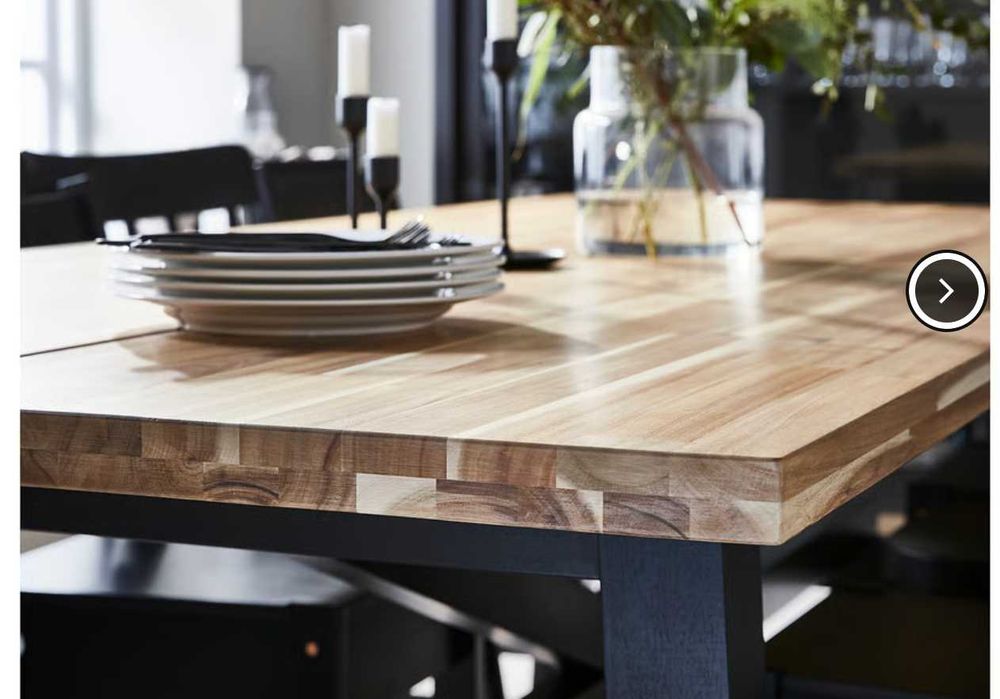 Mesa de refeição, acácia/preto, 235x100 cm - IKEA - SKOGSTA
