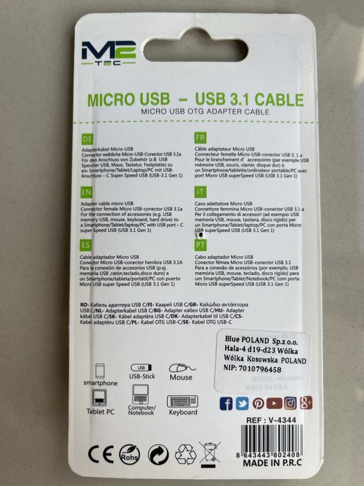 Kabel adapter Micro USB - USB 3.1