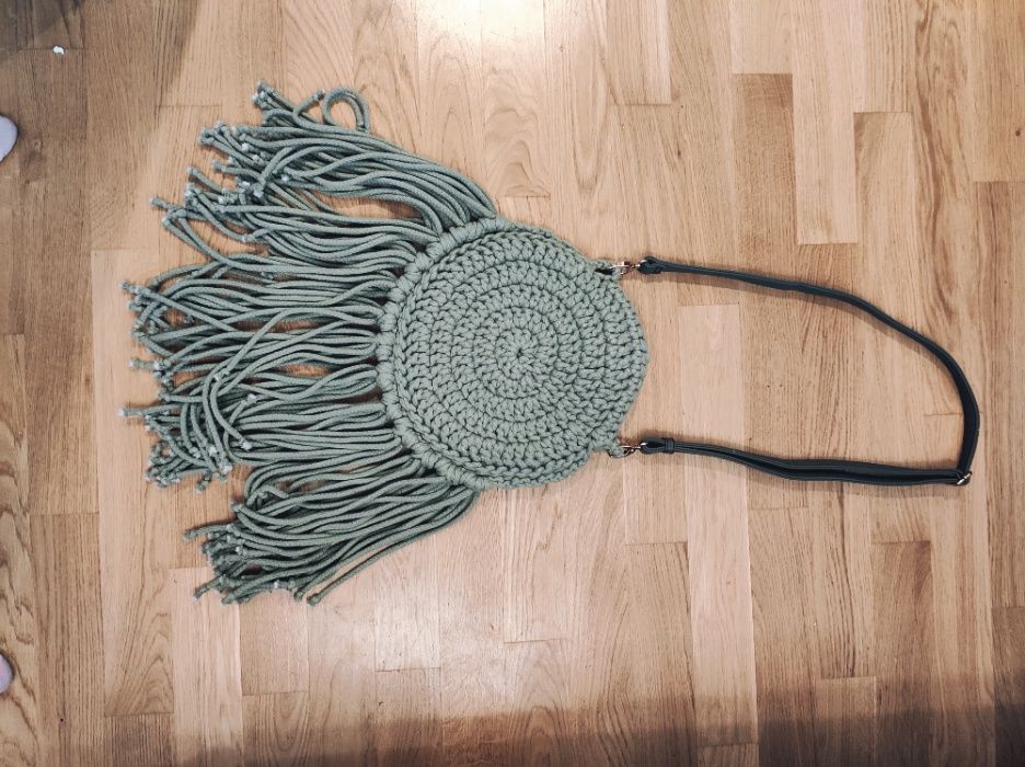 Boho bags ręcznie robione khaki torebka torba damska sznurek pleciona