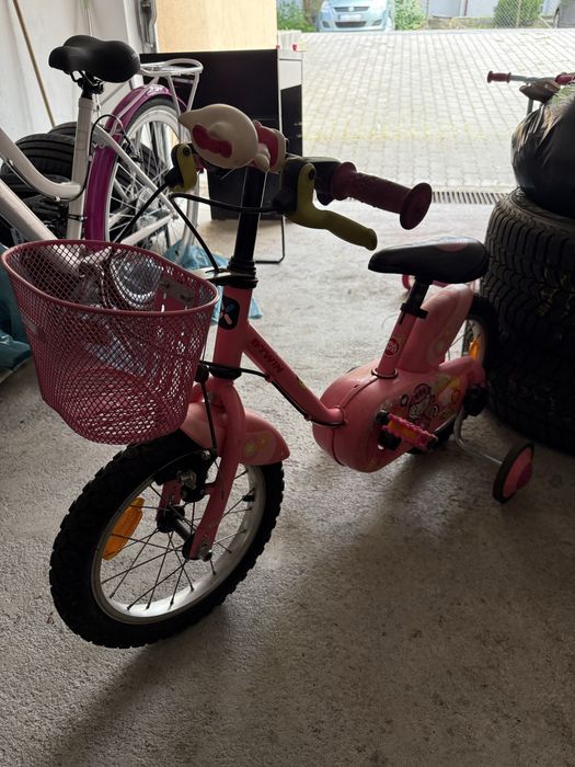 BiTWIN rower dla dziewczynki różowy z koszykiem i kółkami bocznymi