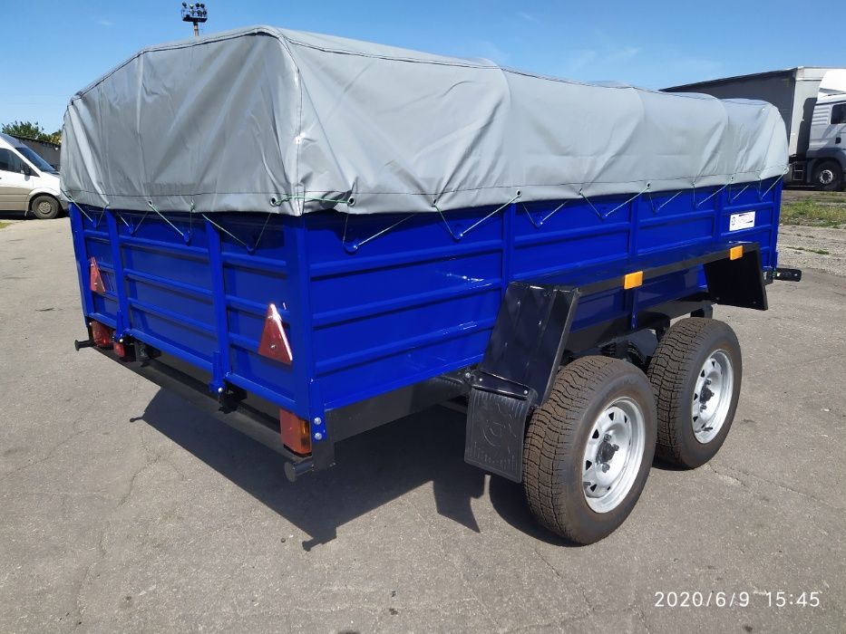 Двовісний Причіп в наявності, для легкового транспорту, та бусів.