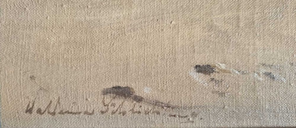 Kutry rybackie przy brzegu, olej/płótno, Waldemar Schlichting