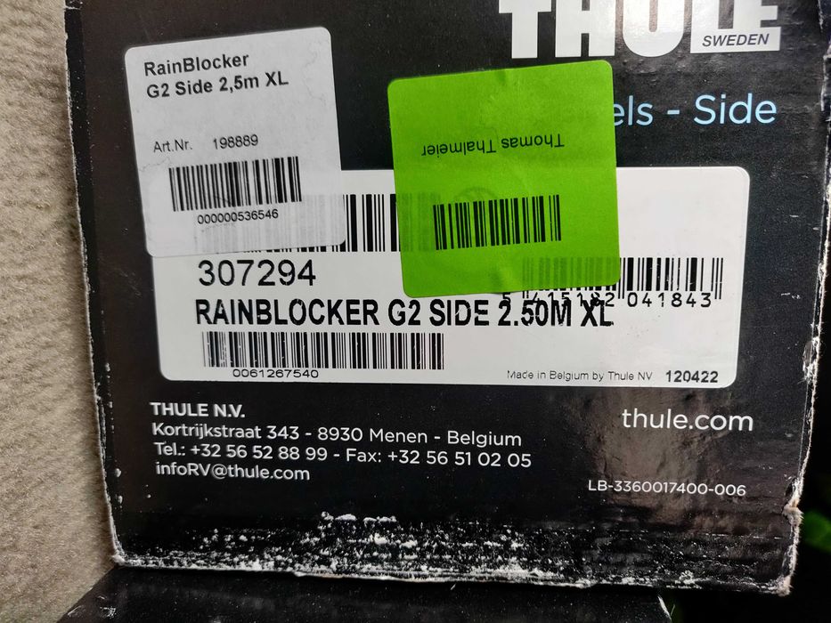 Ściana bok panel boczny Markiza (1szt) THULE RAIN BLOCKER G2 XL 2,65 - 2,84 m