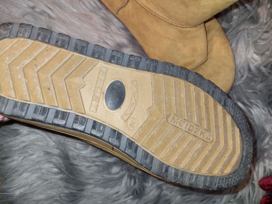 UGG 38  buty śniegowce camelowe ocieplane z kokardkami